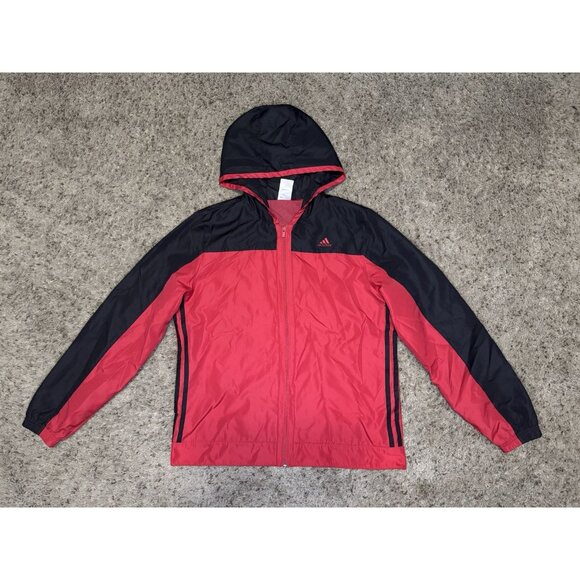 ADIDAS 2007 VTG Skateboarding Red Windbreaker Jacket Full Zip Hoodie Track L - Picture 1 of 8